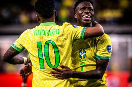 Brasil vence Colômbia nos acréscimos com golaço de Vini Jr. e assume vice-liderança nas Eliminatórias