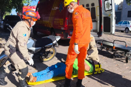 Acidente na Rua Treze de Junho: Motociclista Fica Ferido em Colisão com Carro no Centro de Corumbá