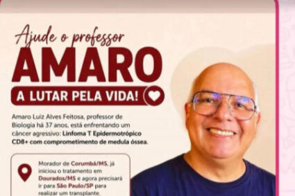 Professor de Corumbá enfrenta câncer e recebe apoio em campanha para transplante em São Paulo